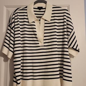 Ann Taylor Factory XL Blk/White striped V-Neck Sweater